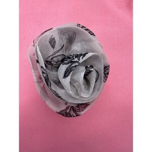 Eve Reid New York Gauze Fabric Gray‎ & Black Flower Pin Brooch